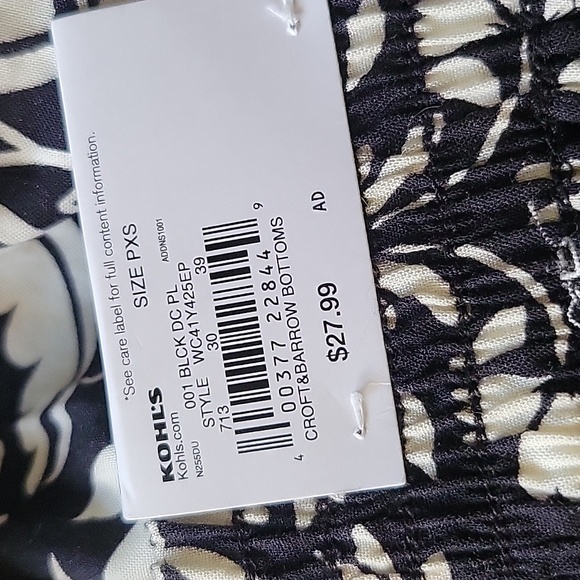 SALE NWT Croft & Barrow Black Deco Palm Print Skirt Tropical Floral Rayon PXS - Picture 9 of 12